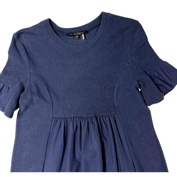 MEDIUM English Factory Solid Navy Blue Mini Dress Nordstrom - Picture 3 of 9